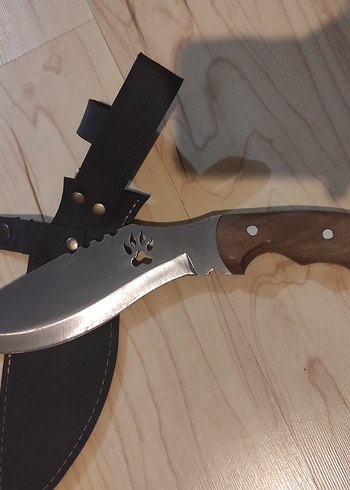 Kahverengi Saplı Deri Kılıflı Kaplan Ayak İzi Detaylı Bıçak - Görsel 2