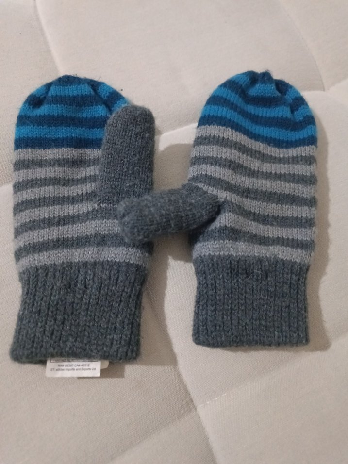 Erkek Çocuk Örgü Eldiven Gri Mavi - Görsel 4