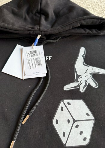 Off-White Siyah Baskılı Kapüşonlu Sweat - Görsel 5