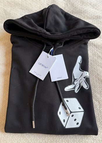 Off-White Siyah Baskılı Kapüşonlu Sweat - Görsel 2