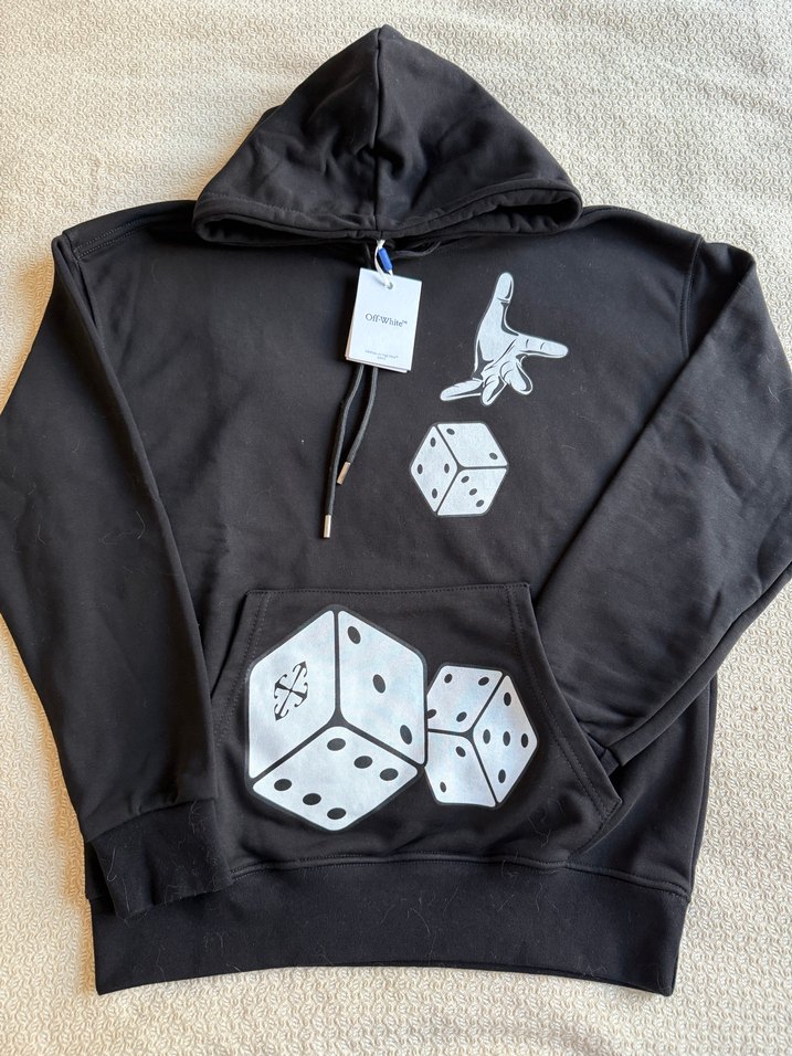 Off-White Siyah Baskılı Kapüşonlu Sweat - Görsel 4