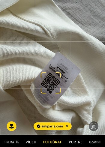 AMI PARİS Erkek Beyaz Yarım Fermuarlı Sweatshirt - Görsel 6