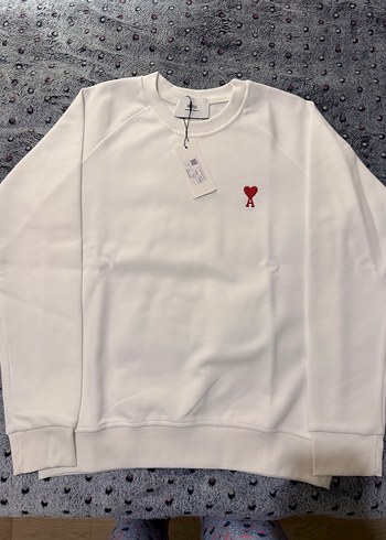 AMI PARİS Beyaz Erkek Sweatshirt, Nakışlı, - Görsel 4