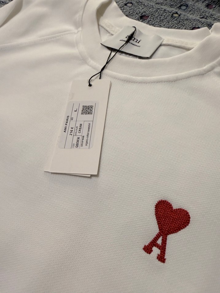 AMI PARİS Beyaz Erkek Sweatshirt, Nakışlı, - Görsel 3