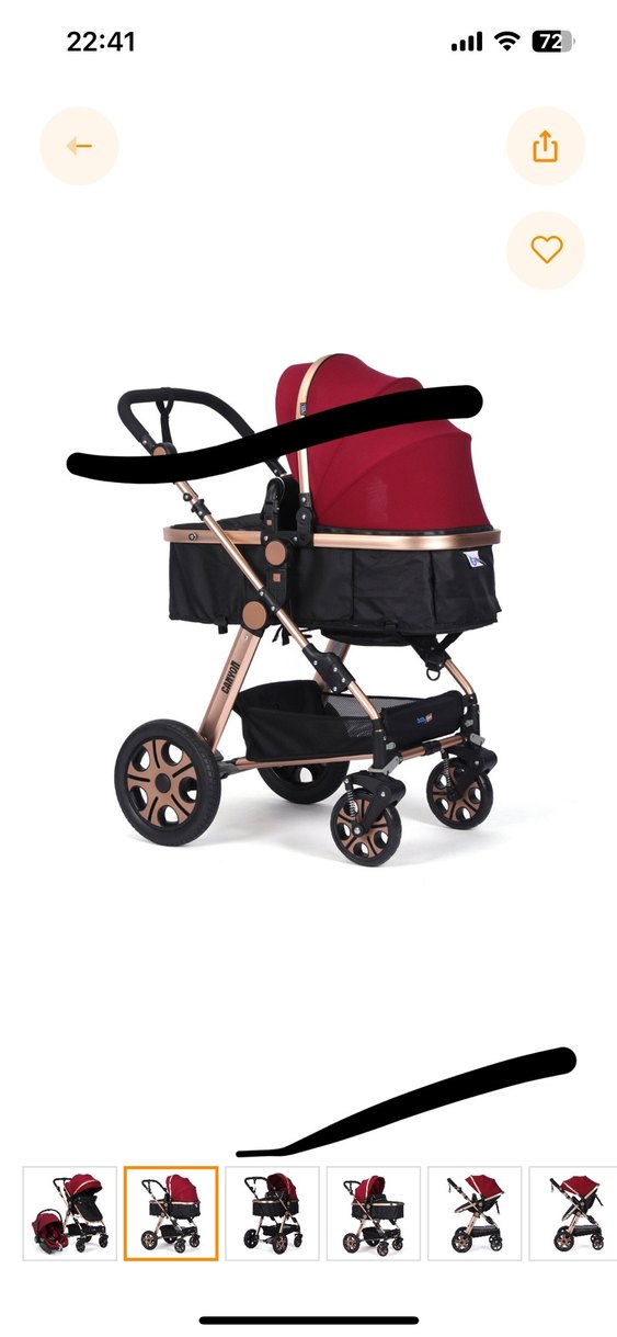 Koyu Kırmızı Bebek Arabası - Görsel 2