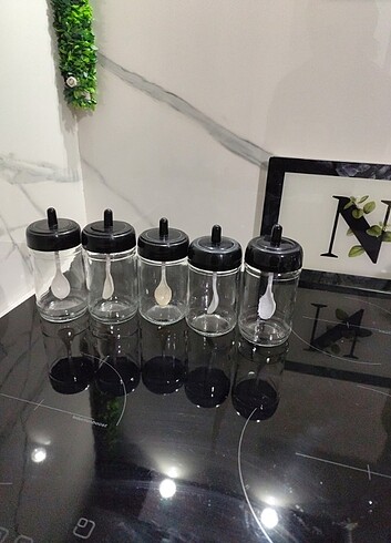 Diğer Kaşıklı cam baharatlık 5 adet