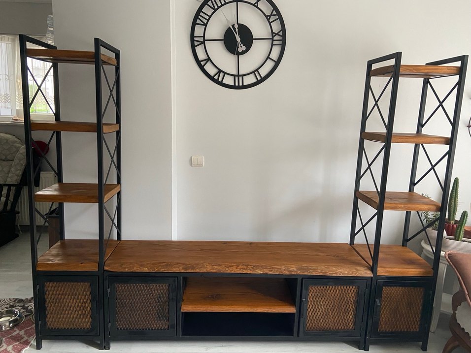 Massif Ağaç ve Metal TV Ünitesi, Yan Sehpa ve Konsol - Görsel 2