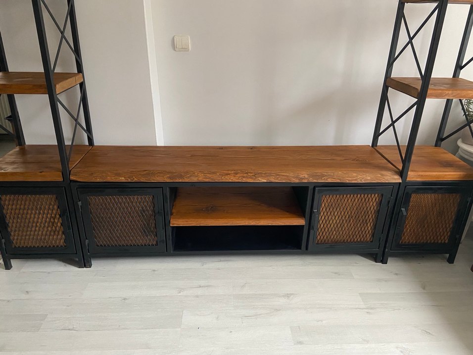 Massif Ağaç ve Metal TV Ünitesi, Yan Sehpa ve Konsol - Görsel 3