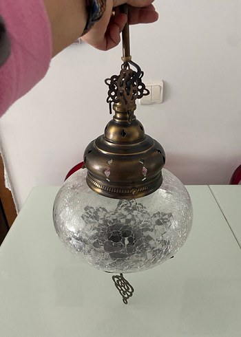 Bej Camlı Antika Duvar Lambası - Görsel 2