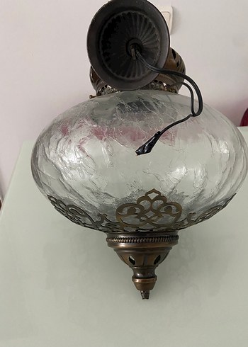 Bej Camlı Antika Duvar Lambası - Görsel 3