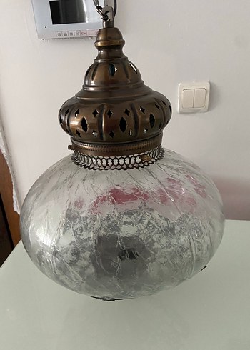 Bej Camlı Antika Duvar Lambası - Görsel 4