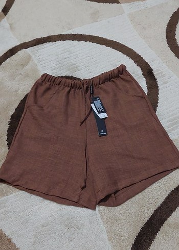 Diğer Kadın Kahverengi Keten Mini Şort