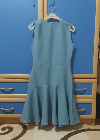 Mavi Kolsuz Midi Elbise - Görsel 2