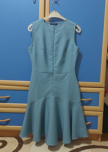 Mavi Kolsuz Midi Elbise - Görsel 3