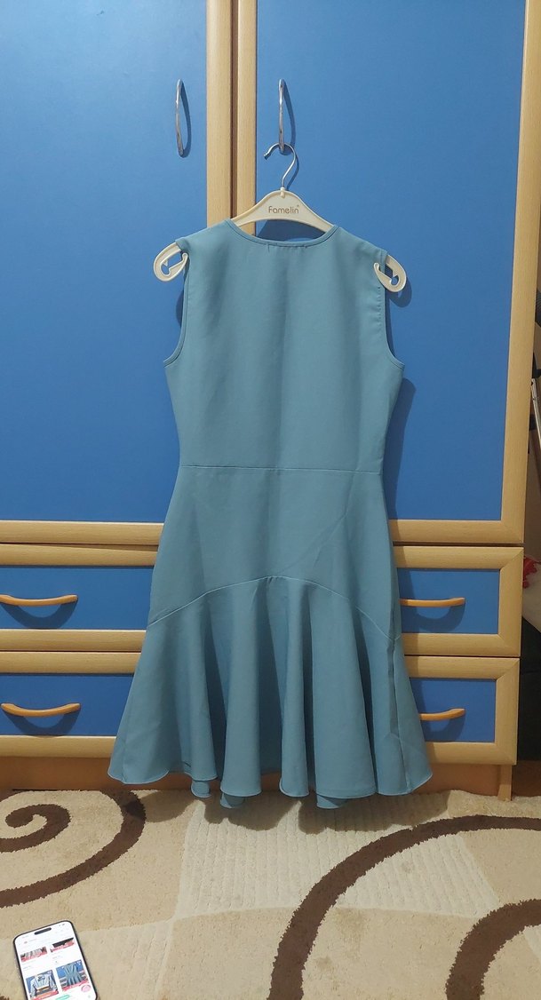 Mavi Kolsuz Midi Elbise - Görsel 2