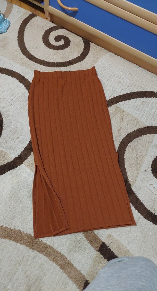 Kadın Kahverengi Piliseli Uzun Etek - Görsel 2