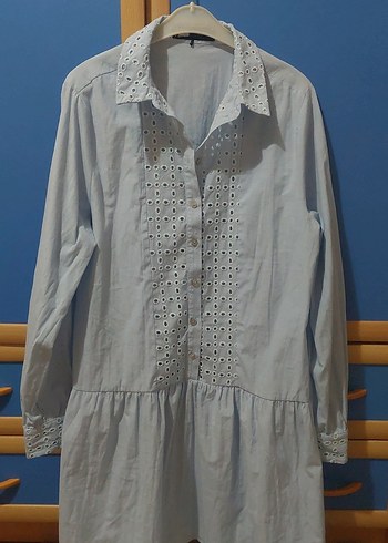 Nakışlı gömlek elbise - Görsel 3