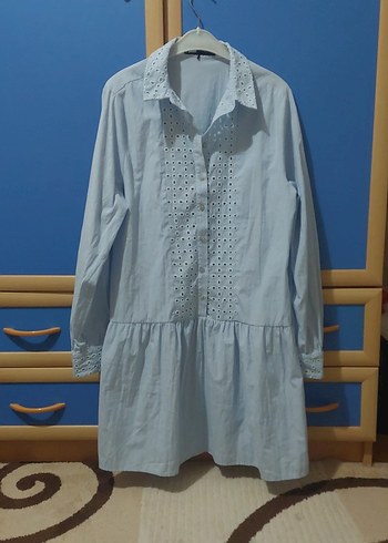 Nakışlı gömlek elbise - Görsel 2