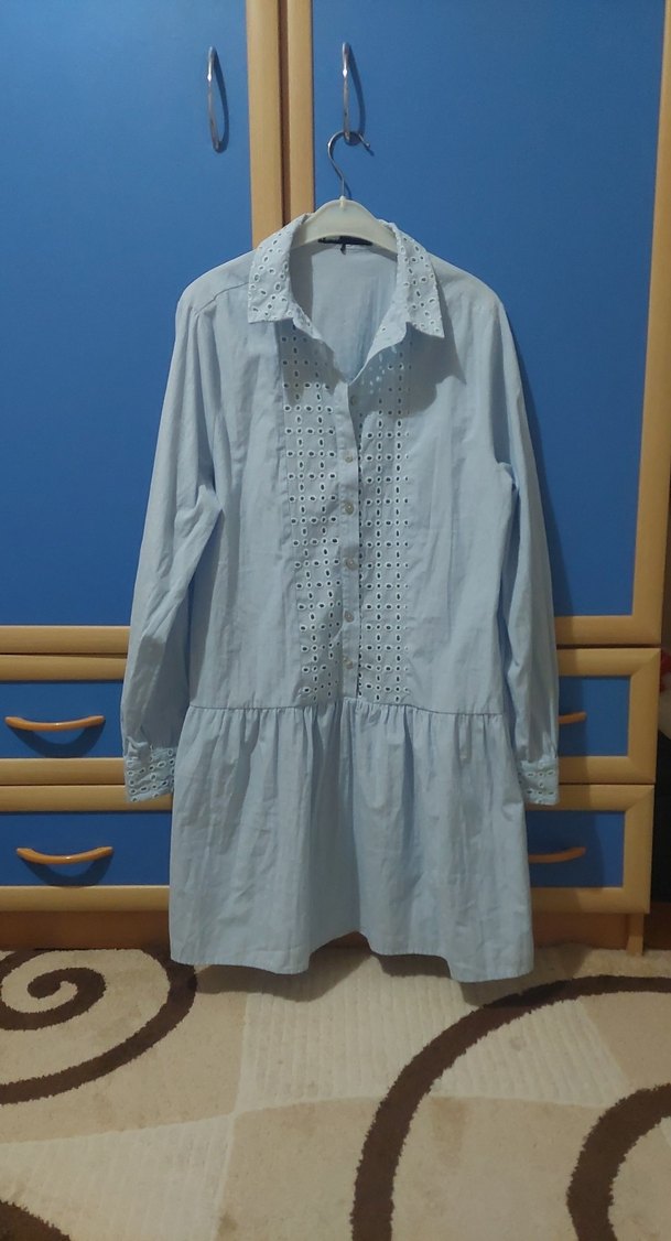 Nakışlı gömlek elbise - Görsel 2