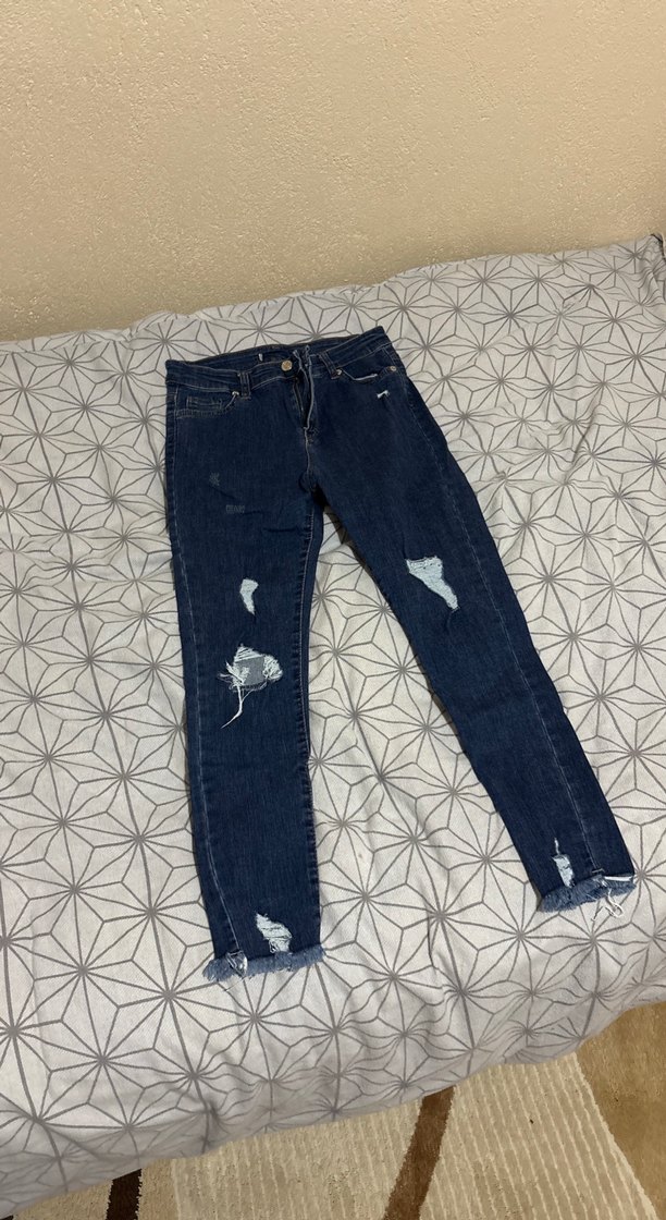 Kadın Mavi Dar Kesim Midi Kot Pantolon - Görsel 2