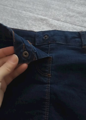 Koyu Mavi Kız Denim Mini Etek - Görsel 2