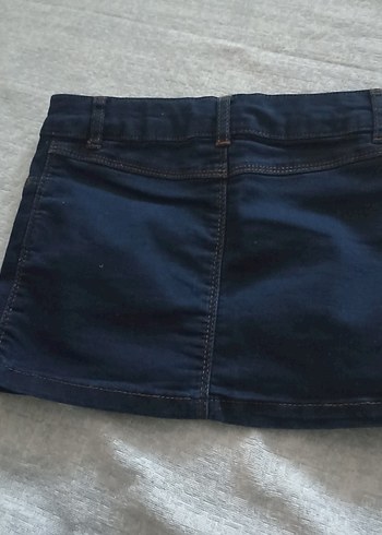 Koyu Mavi Kız Denim Mini Etek - Görsel 5