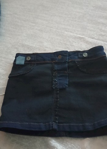 Koyu Mavi Kız Denim Mini Etek - Görsel 6