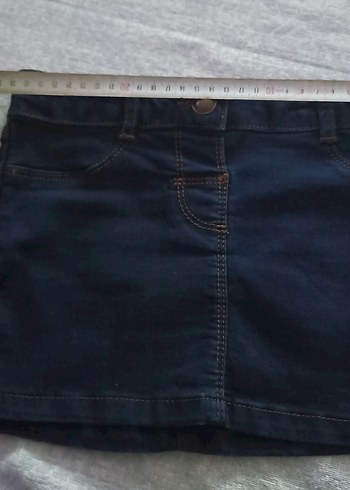 Koyu Mavi Kız Denim Mini Etek - Görsel 3