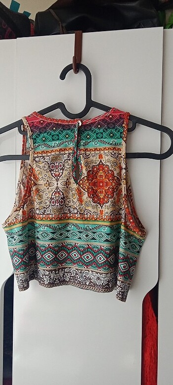 s Beden çeşitli Renk etnik desenli crop