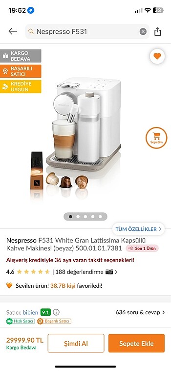 Nespresso F531 kahve makinesi - Görsel 3