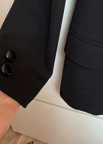 Siyah Kadın Uzun Kollu Düğmeli  blazer ceket pantolon takım - Görsel 3