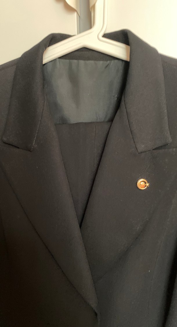 Siyah Kadın Uzun Kollu Düğmeli  blazer ceket pantolon takım - Görsel 2