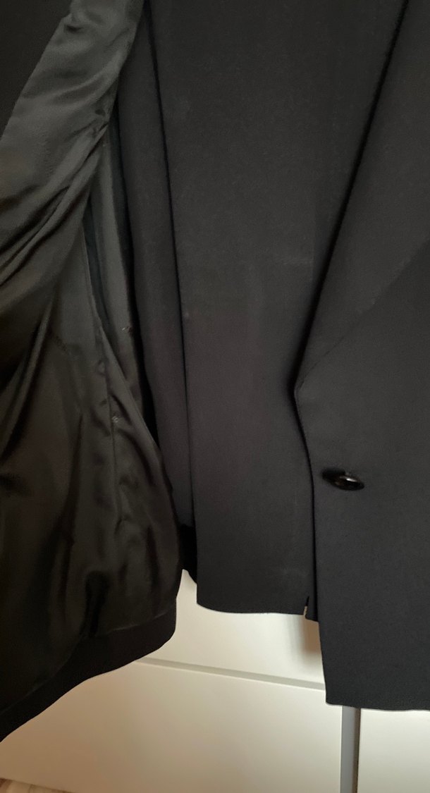 Siyah Kadın Uzun Kollu Düğmeli  blazer ceket pantolon takım - Görsel 4