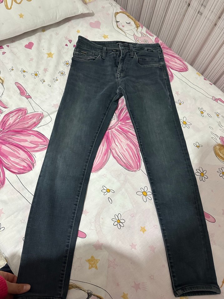 Gri Bağcıklı Regular Fit Erkek Denim Pantolon - Görsel 2