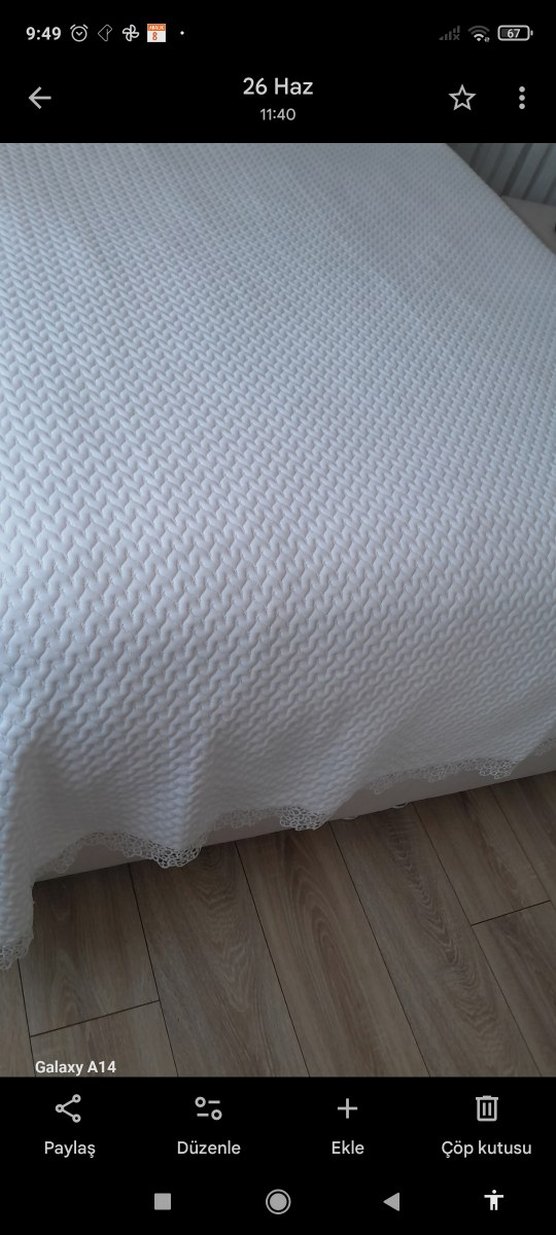 Dantel Detaylı Beyaz Yatak Örtüsü - Görsel 2