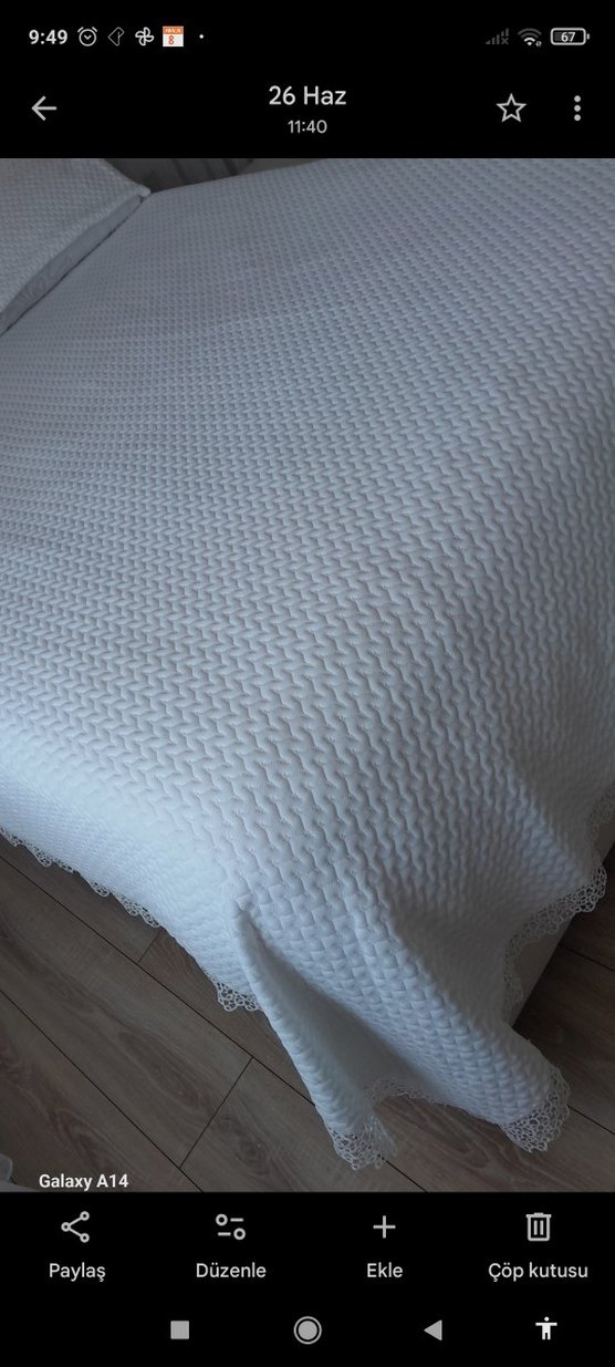 Dantel Detaylı Beyaz Yatak Örtüsü - Görsel 5