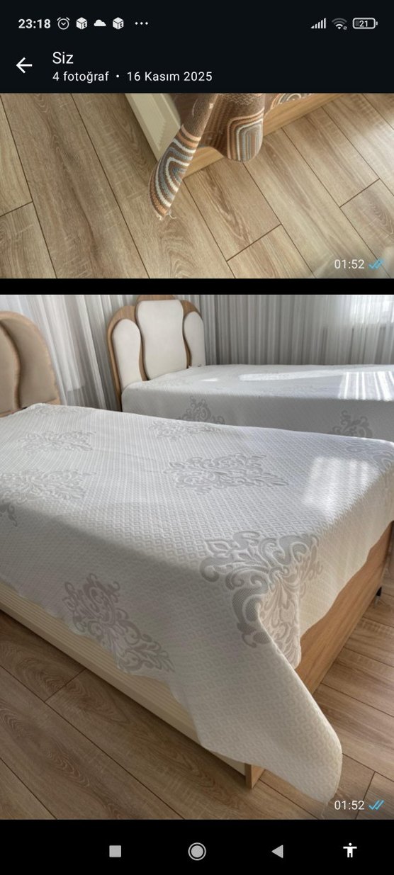 Gri İşlemeli Beyaz Yatak Örtüsü - Görsel 3