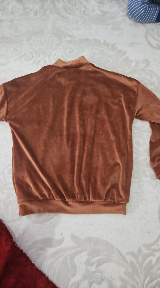 Kadın Kahverengi Süet Sweatshirt - Görsel 2