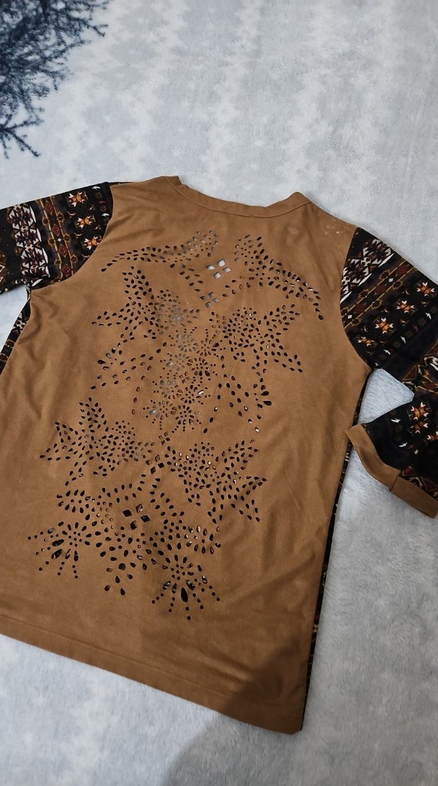 Bohem Tarz Uzun Örgü Desenli Kadın Kimono - Görsel 3