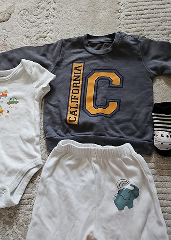 Gri Pamuklu Uzun Kollu Bebek Takımı - Görsel 2