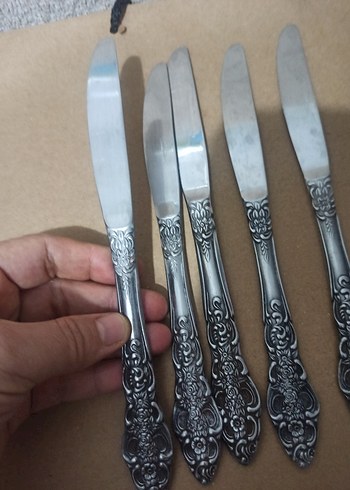#antika #güllü #model #yemek #bıçakları #5 adet az kullanılmış - Görsel 4