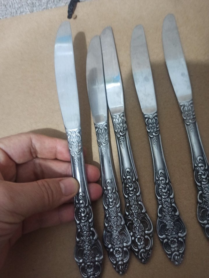 #antika #güllü #model #yemek #bıçakları #5 adet az kullanılmış - Görsel 4