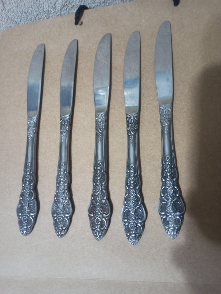 #antika #güllü #model #yemek #bıçakları #5 adet az kullanılmış - Görsel 2