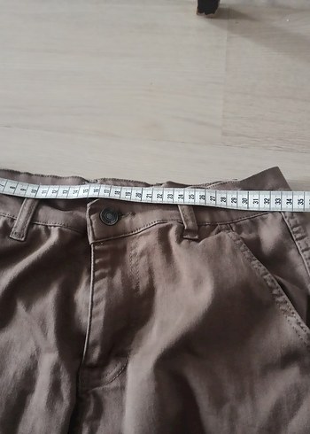 Erkek Bej Keten Şort kapri - Görsel 4