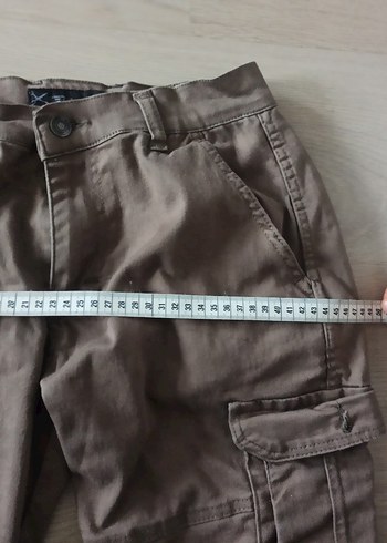 Erkek Bej Keten Şort kapri - Görsel 3