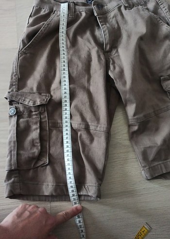 Erkek Bej Keten Şort kapri - Görsel 5