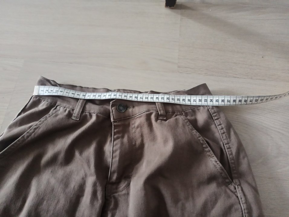 Erkek Bej Keten Şort kapri - Görsel 4