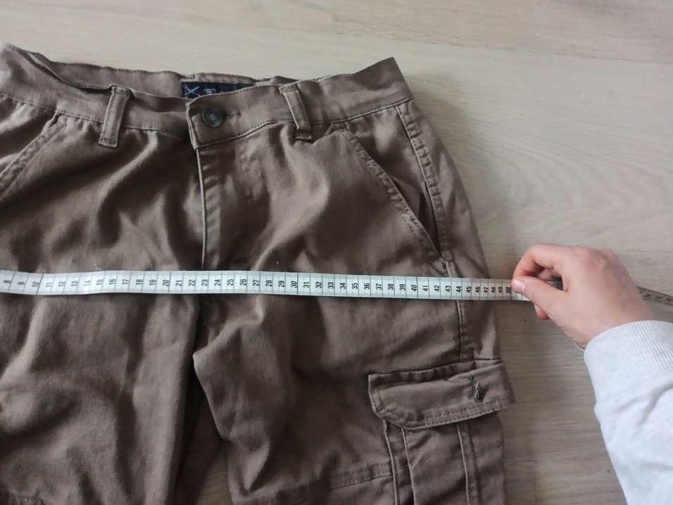 Erkek Bej Keten Şort kapri - Görsel 3