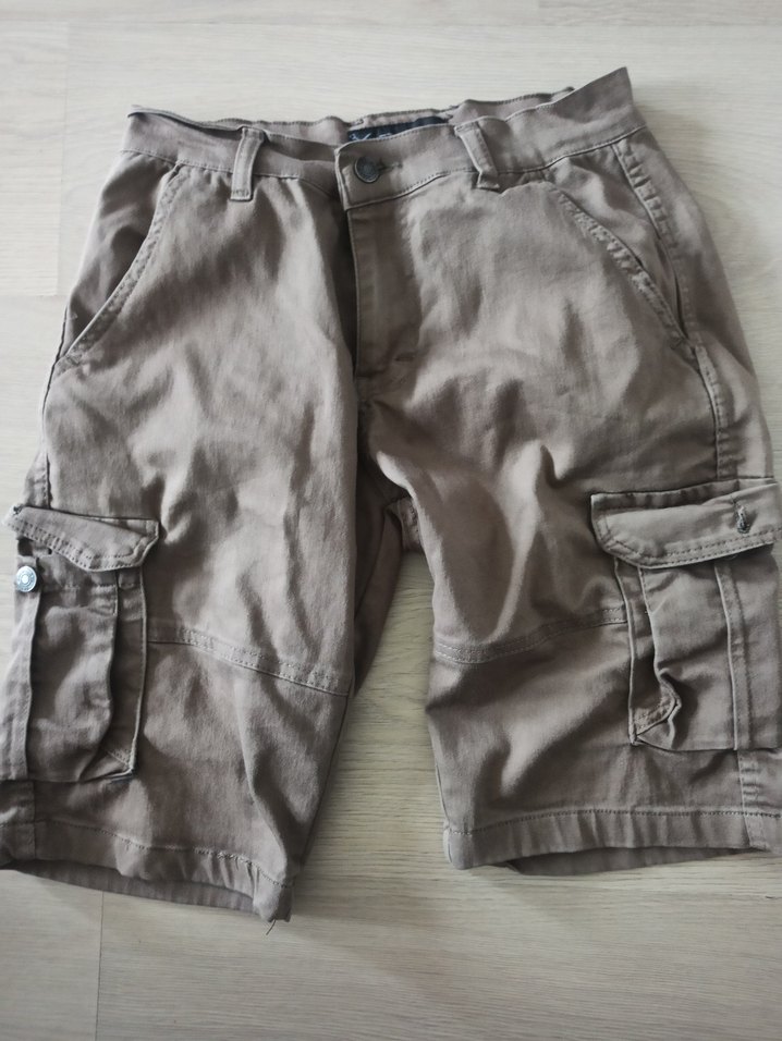 Erkek Bej Keten Şort kapri - Görsel 2