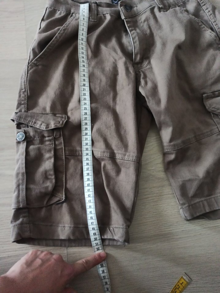 Erkek Bej Keten Şort kapri - Görsel 5